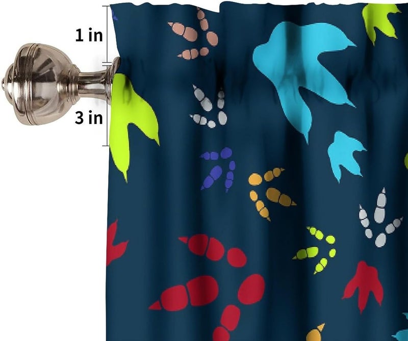YSWOW Kids Dinosaur Paw Print Valance Curtain for Boys Girls Nursery Playroom Room Decor Colorful Dino Art Printed Window Drapes W54xL18in Fabric 1 Panel - Image 4